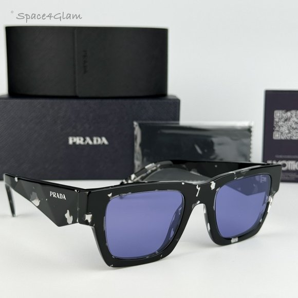 NEW Prada PRA06S 15O50B Tortoise Black Violet Mirror Square Unisex Sunglasses - Picture 1 of 11